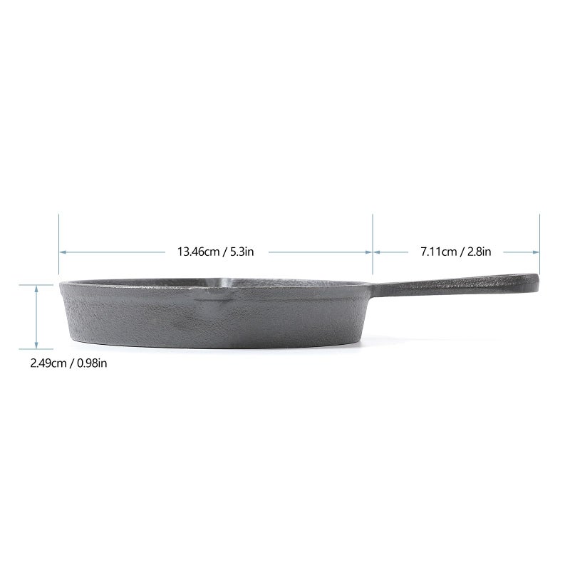 HAWOK Cast Iron Mini Skillet, Round Pan, Mini Server, DIA 5.3inch, 6 Pcs, Black - Image 2